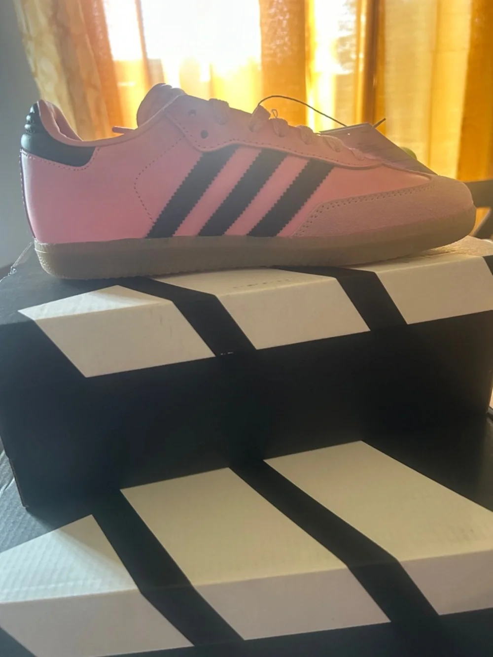 Messi Edition Pink Adidas Samba with Black Stripes